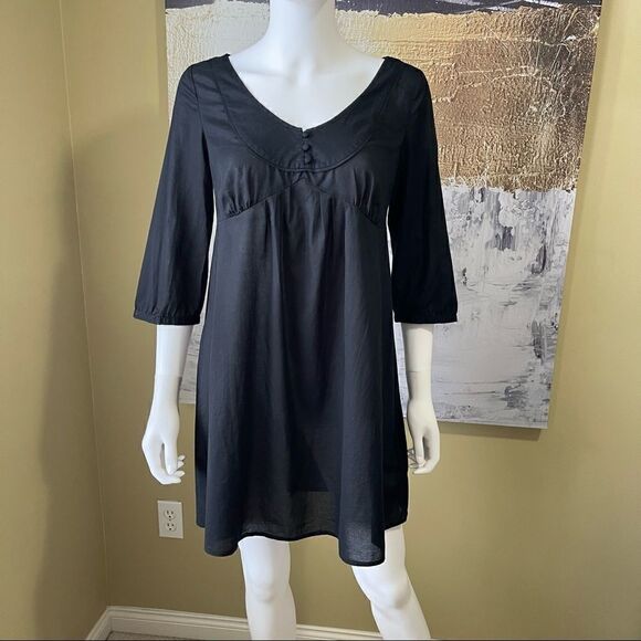 Banana Republic Black Empire Waist 3/4 Sleeve Dress - Picture 2 of 6
